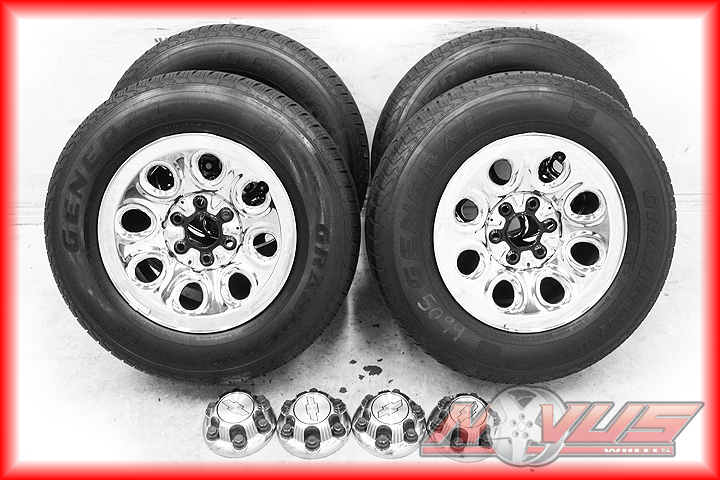 SILVERADO TAHOE GMC SIERRA YUKON CHROME WHEELS GENERAL TIRES 18 16