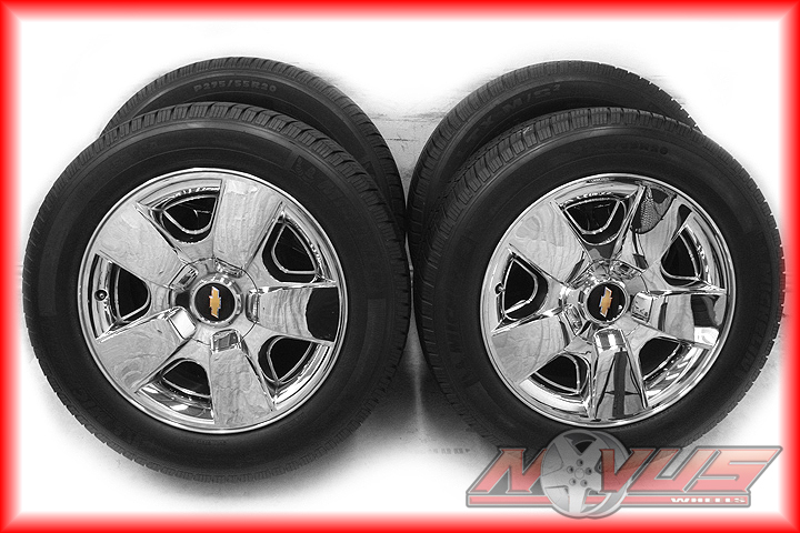 20" Chevy Silverado LTZ Tahoe Chrome Clad Factory Wheels Michelin Tires 22