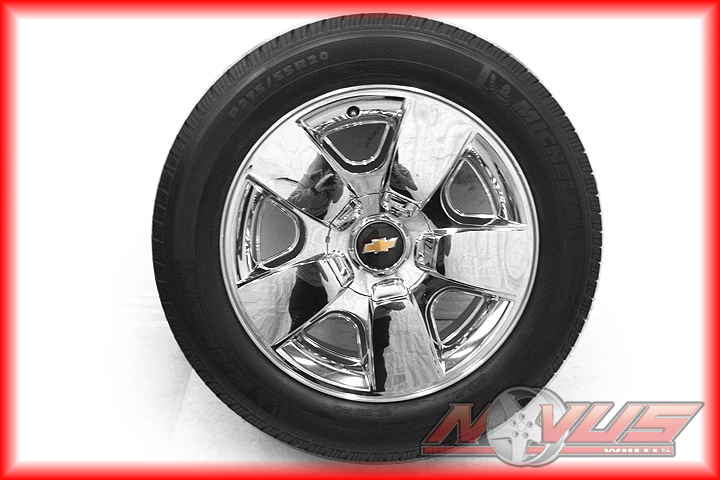 20" Chevy Silverado LTZ Tahoe Chrome Clad Factory Wheels Michelin Tires 22